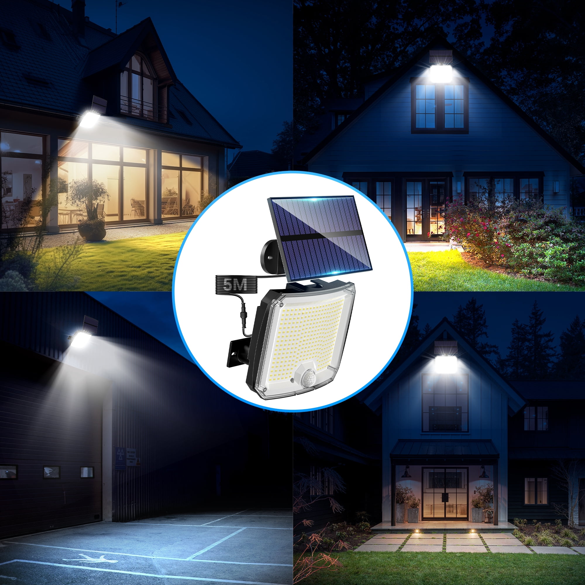 DAYBETTER Solar Lights Outdoor,318LED,5 Modes Split Motion Sensor Outdoor Lights with Remote   Control,IP65 Waterproof,180°Wide Angle Outdoor Solar Lights for Yard,Patio,Garden,2 Pack