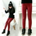thumbnail image 7 of Godderr Kids Toddler Girls Fleece Faux Leather Pants Baby Thick Warm Strech Leggings Tights Teens Thick Trousers for 3-12 Years, 7 of 7