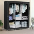 thumbnail image 4 of Portable Closet Organizer, Hanging Clothing Rack Shelf, Dustproof Non-woven Fabric Wardrobe Closet Storage, Black, 4 of 12