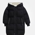 thumbnail image 2 of DJDLJWCJ Girls Parka Jacket Thicken Puffer Winter Warm Hooded Jacket Solid Color Full Zipper Quilted Coat Black Size 8, 2 of 9
