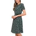 thumbnail image 4 of INSPIRAR CHIC Vestido Vintage para Mujeres con Estampado Floral, Cuello Peter Pan, Largo a la Rodilla, Vestido Casual S Verde, 4 of 6