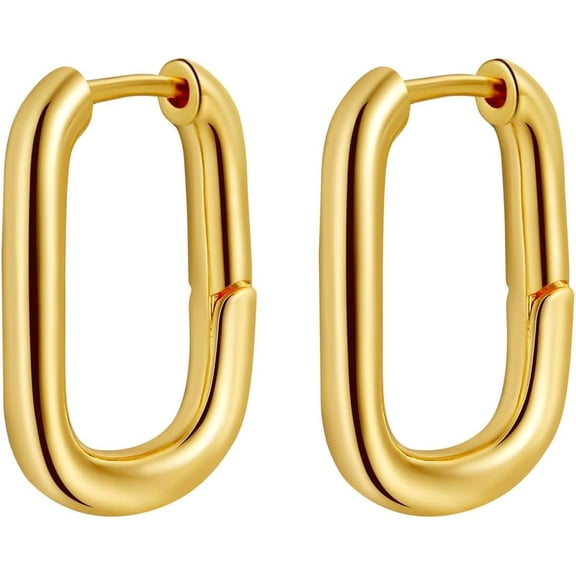 Chunky Gold Stud Earrings for Women 14k Gold Plated Hypoallergenic Earrings Statement Trendy Fashion Gold Jewelry Gifts