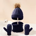 thumbnail image 3 of Conjunto de tres piezas de gorro, bufanda y guantes para niños cálidos monocromos, 3 of 5