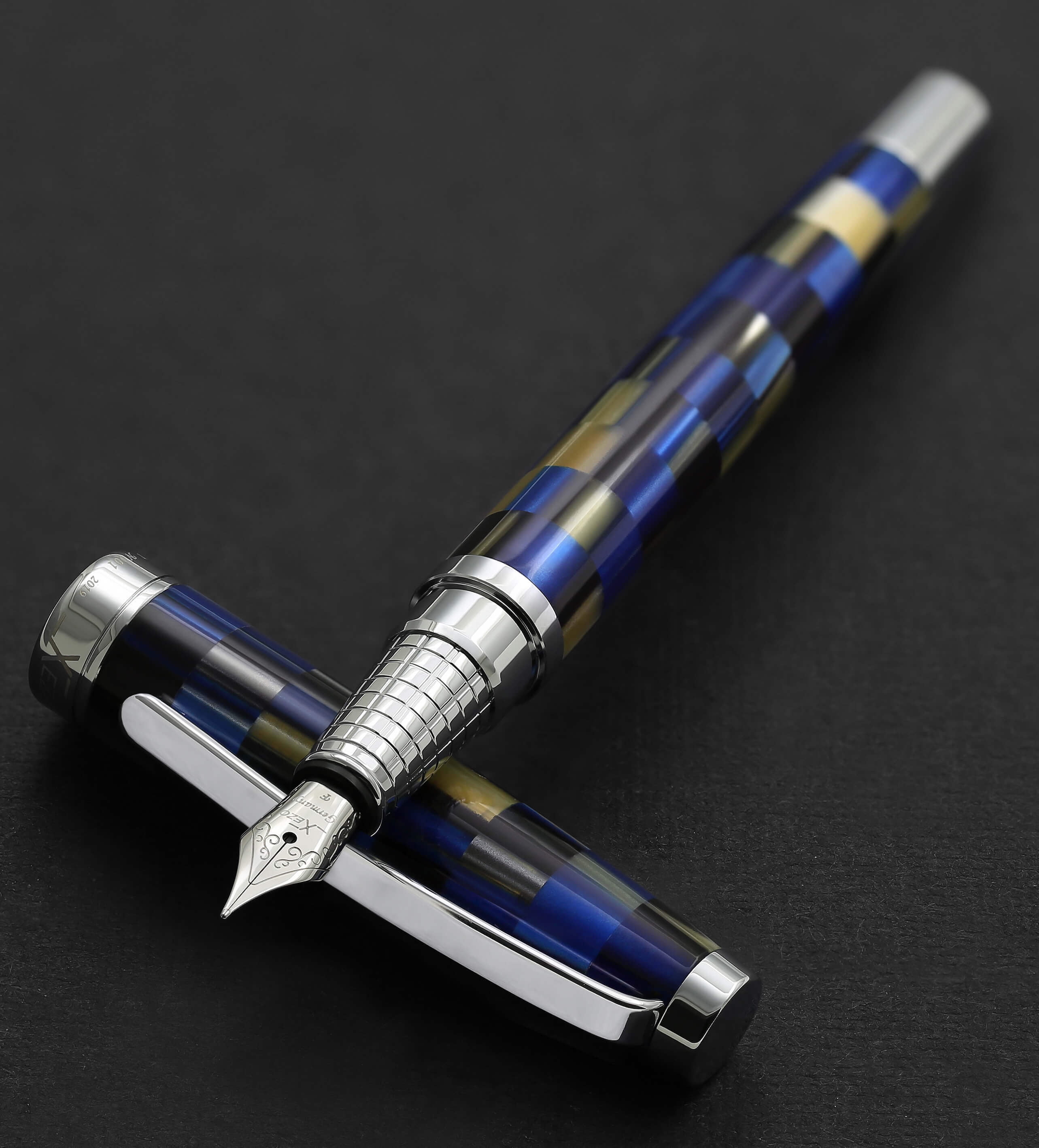 Xezo Urbanite I Acrylic  Brass Fountain Pen (Fine Nib) - Modern Blue