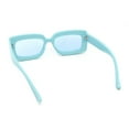 thumbnail image 4 of Trendy Hipster Thick Plastic Narrow Rectangle Minimal Fashion Sunglasses All Blue, 4 of 4