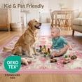 thumbnail image 4 of ODIKA 4'x6' Ultra-Soft Area Rug, Vintage Pink Damask Ribbon Motifs Alfombra Para Cuarto None Washable, Bare feet friendly, Silk-Touch for Bedroom Home office, 4 of 7
