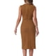 thumbnail image 3 of Vestido de trabajo sin mangas de ante sintético para mujer Inspire Chic, con cuello redondo, abertura lateral, corte ajustado, talla XL, color marrón, 3 of 5