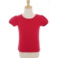thumbnail image 2 of Nyeemya Kids Girls Soft Cotton Basic T-shirt Summer Round Neck Puff Short Sleeve Solid Color Tee Red 5T, 2 of 6