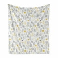 thumbnail image 1 of Modern Soft Flannel Fleece Blanket, Nature Wild Forest Leaves Flowers Trees Buds Sketchy Contemporary Art Print, Cozy Plush for Indoor and Outdoor Use, 70" x 90", Grey Mustard White, by Ambesonne, 1 of 6