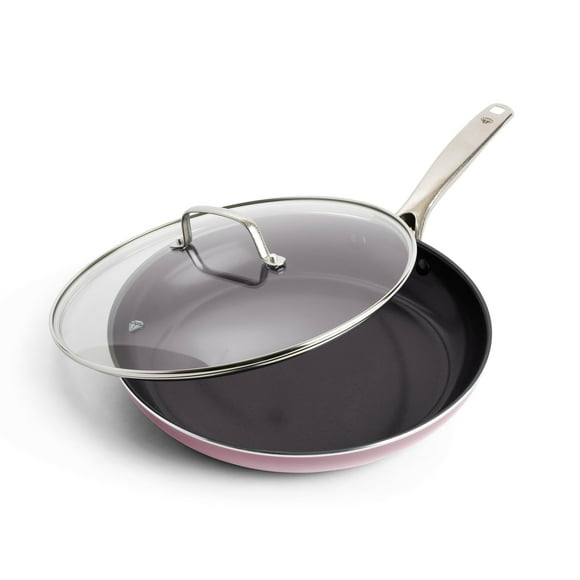 Sartén Blue Diamond 12 antiadherente con tapa de cerámica rosa