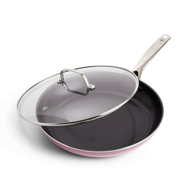 Sartén Blue Diamond 12 antiadherente con tapa de cerámica rosa