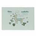 thumbnail image 1 of Llama Cutting Board, Abstract Alpaca in the Rain Cactuses Brush Strokes Effect Illustration, Decorative Tempered Glass Cutting and Serving Board, Small Size, Multicolor, by Ambesonne, 1 of 1