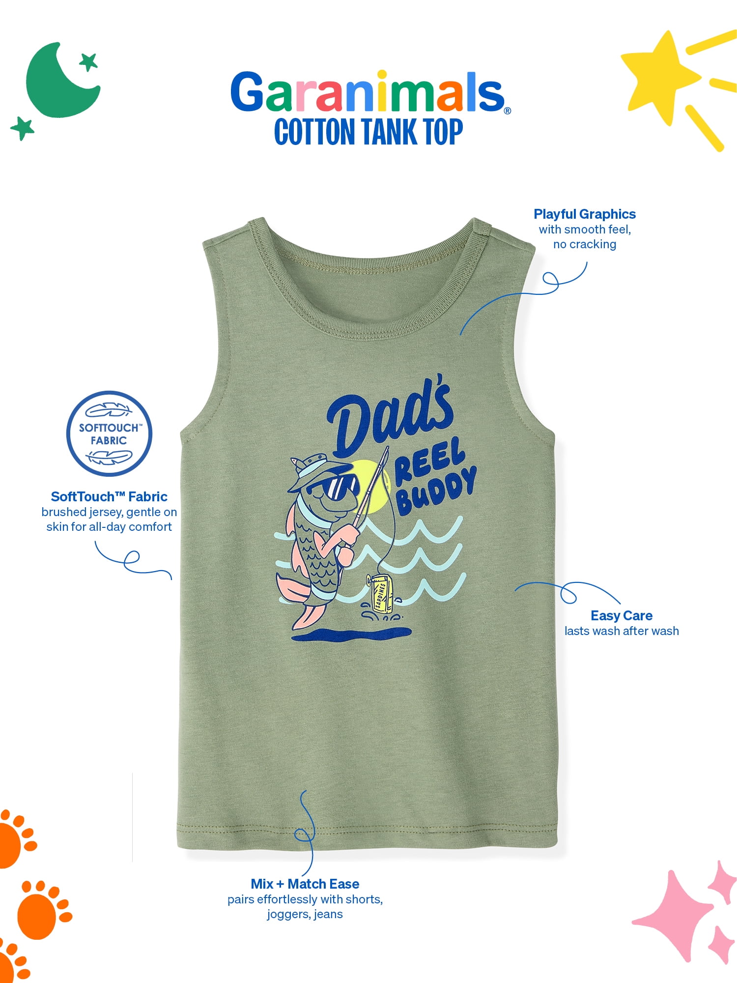 Garanimals Newborn, Baby & Toddler Boy Cotton Graphic Tank Top, Sizes 0-6T