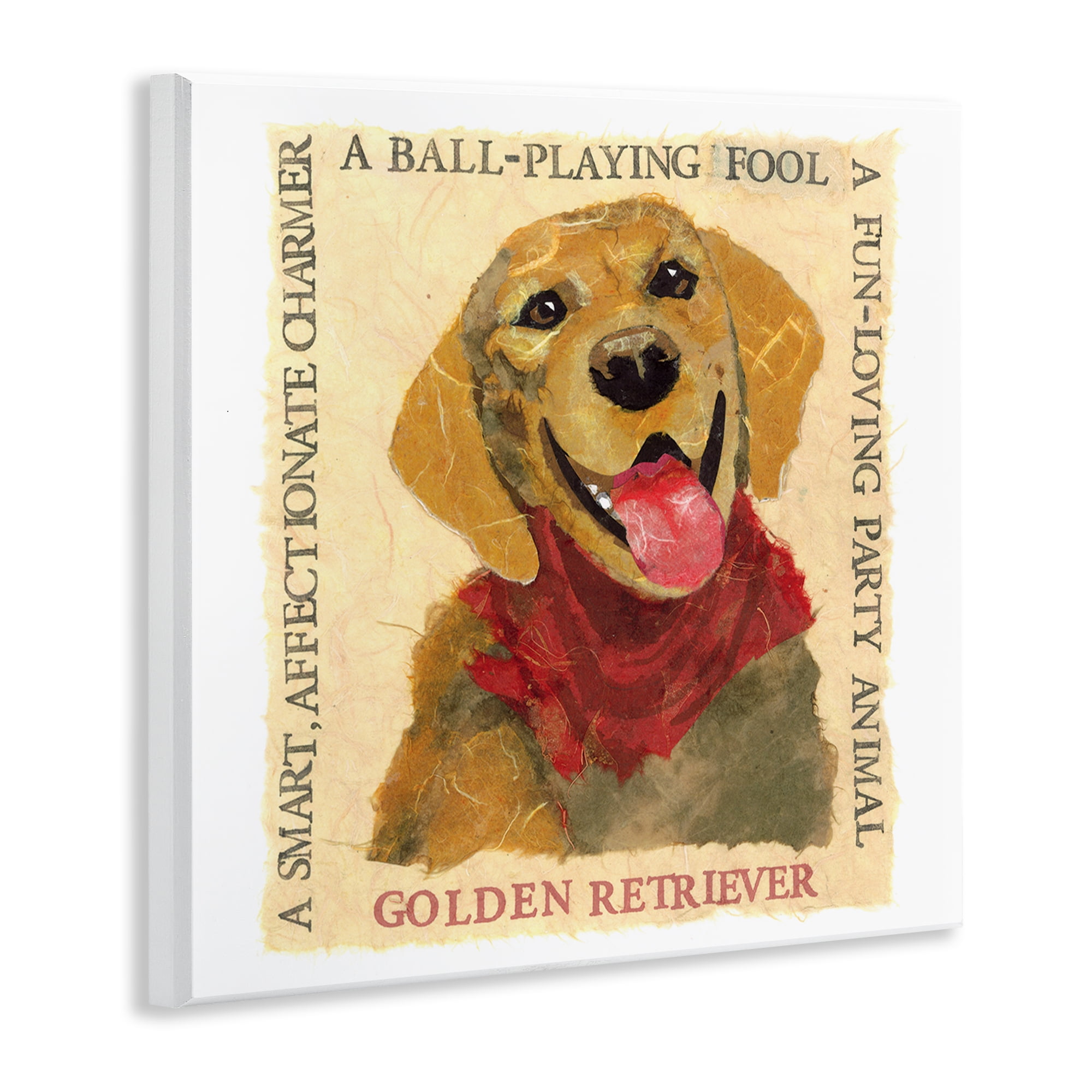 Stupell Industries Fun Golden Retriever Phrases Animals Painting Unframed Art Print Wall Art, 12 x 12
