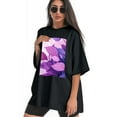 thumbnail image 3 of Plus Size Shirt for Women Black Tops for Women Short Sleeves Shirt for Women Purple Leaf T Shirt Crewneck Shirt for Women XS, 3 of 5