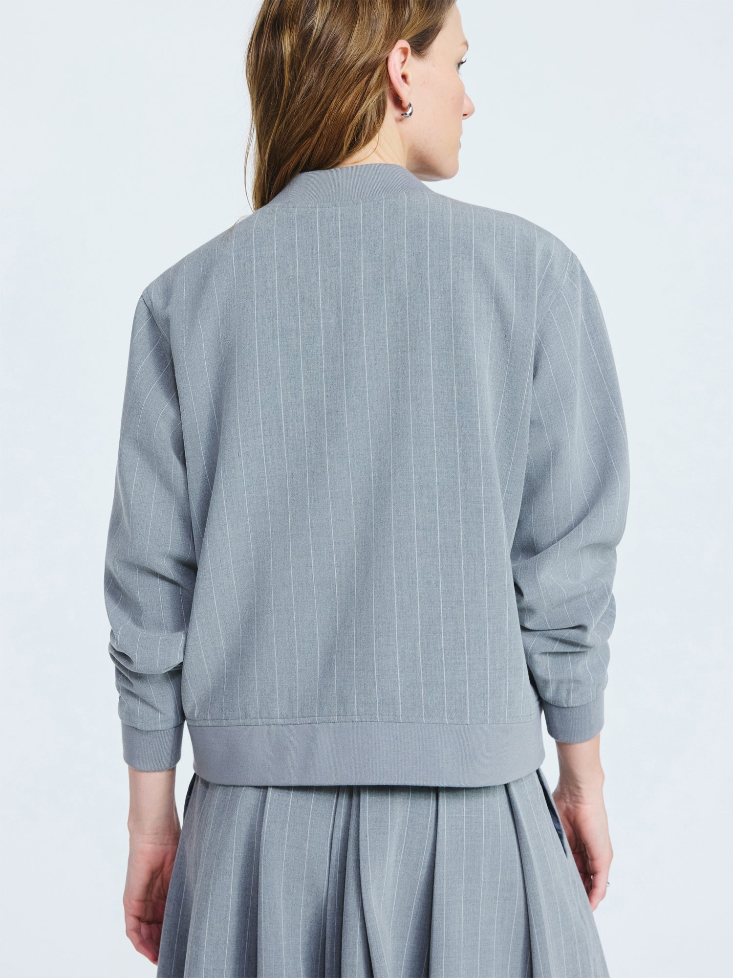 Scoop Women's Pinstripe Bomber Jacket, Midweight, Sizes XS-XXL