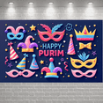 thumbnail image 6 of Colorful Happy Purim Banner Festive Purim Display Mask Design Party Hat Decor Festive Backdrop for Jewish Holiday Purim Celebration Indoor Party, 6 of 9