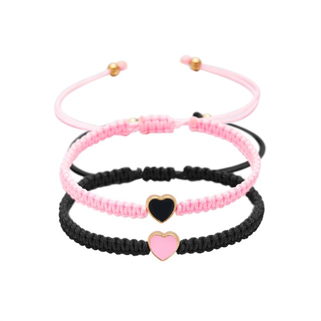 Pulsera de pareja personalizada, pulsera de relación de compromiso de pareja, pulsera con dijes en forma de corazón a juego