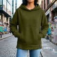 thumbnail image 2 of Falkdiz Winter Sweatshirts for Women Loose Hooded Pullover Pocket Workout Casual Travel Solid Color Womens Hoodies Long Sleeve, 2 of 7