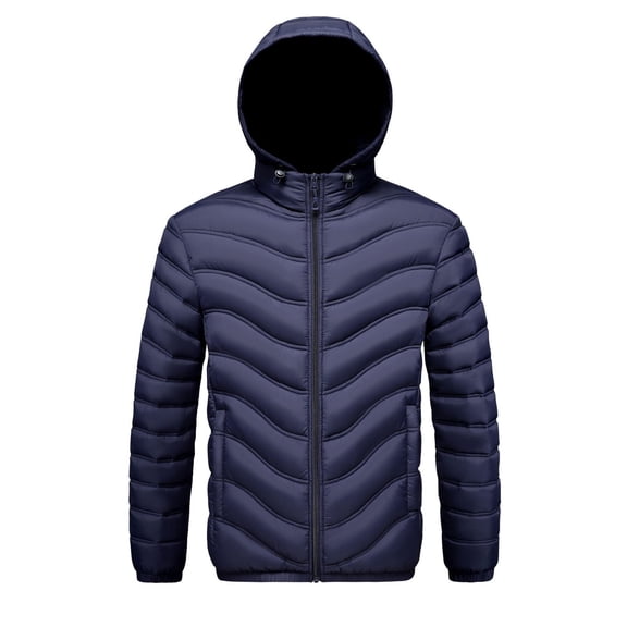 Daznico Jackets for Men,Lightweight Winter with Detachable Hood Lined Warm Insulated Jacket Windproof Cold Weather Outerwear Coat for Daily Casual,Mens Winter Coats,Size:M