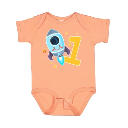 

Inktastic Rocket Space Ship Happy First Birthday Gift Baby Boy or Baby Girl Bodysuit