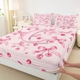 thumbnail image 4 of Manfei Coquette Cherry Bow Bed Sheets For Girl,Pink Initial Letter C Monogrammed King Sheets,4pcs, 4 of 6