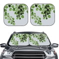 thumbnail image 2 of Xecao Watercolor Green Leaves for Foldable Car Sun Shades (2-Pack) offer sun protection with an easy-fold design for convenient windshield shading., 2 of 7