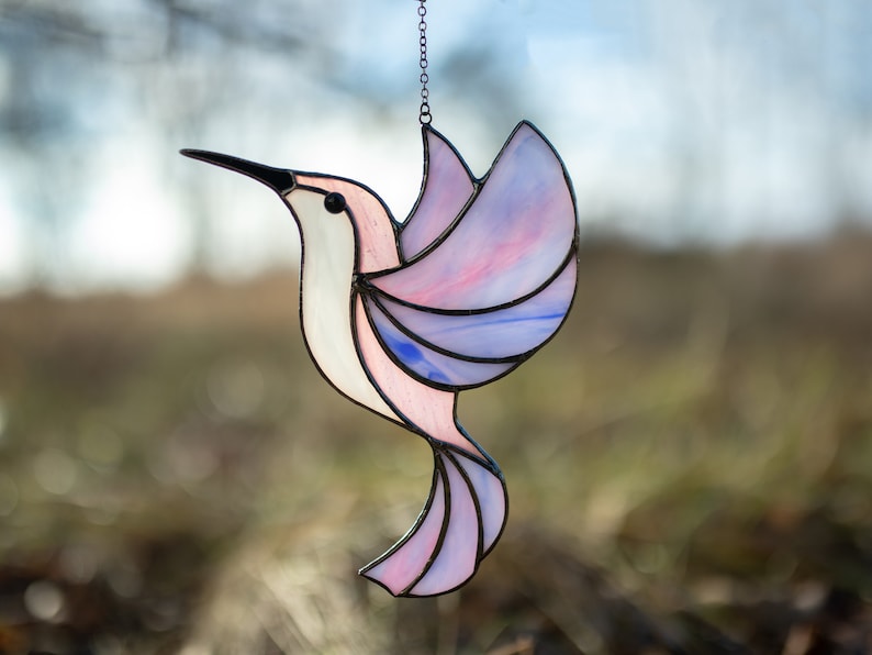 Stained Glass Hummingbird Window Hangings Handcrafted Tiffany Style Sun Cat - 2