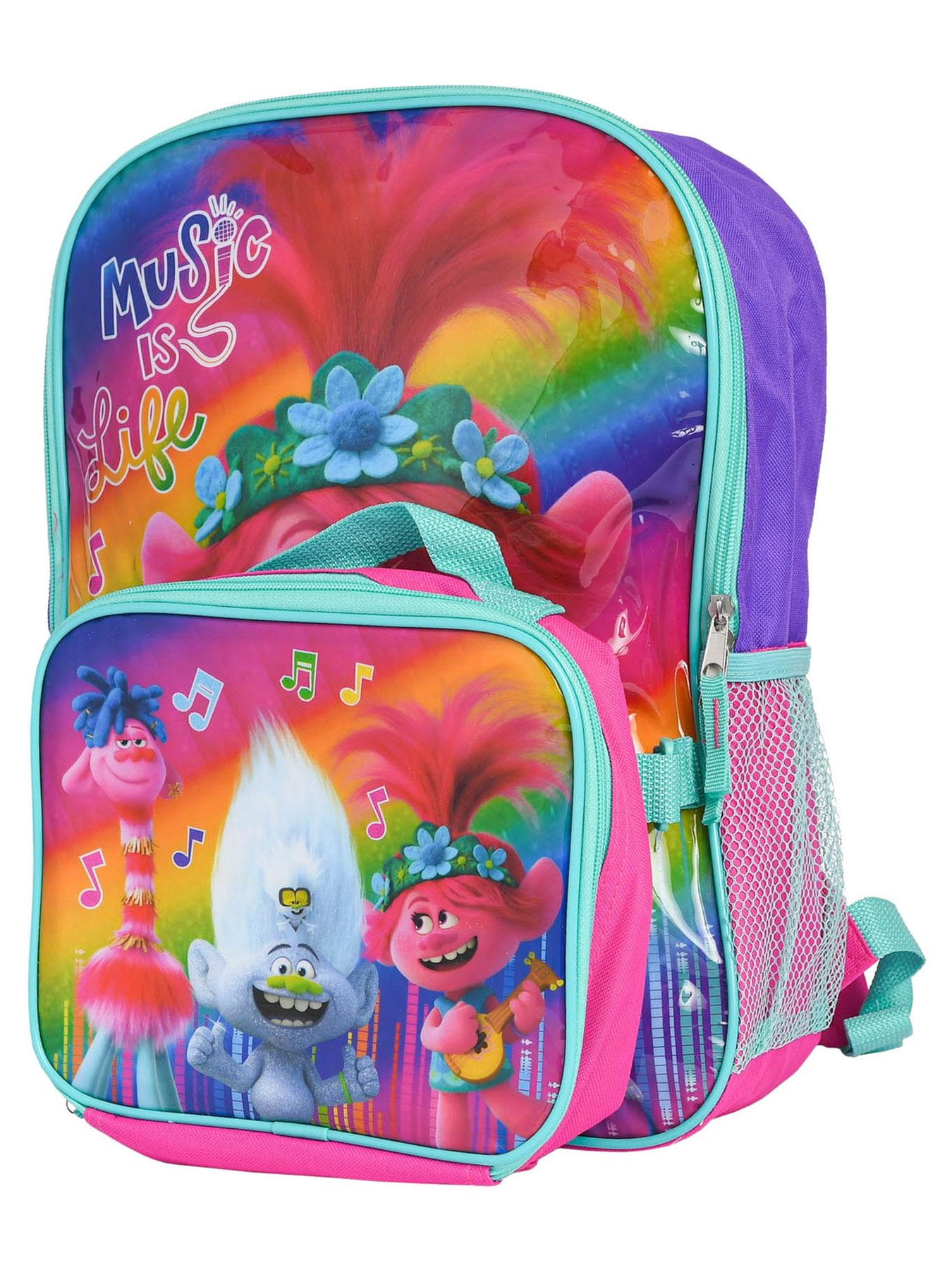 Trolls - Trolls 2 Girls' Backpack Lunch Bag Set 2pc 16" Kids School Bag