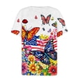 thumbnail image 4 of Xdegoge 4Th of July Patriotic T Shirts for Women USA American Flag Short Sleeve V Neck Stars and Stripes Casual Fit Floral Rose Graphic Summer Tops, 4 of 7