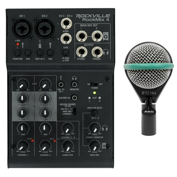 AKG D112 MKII Professional Dynamic Kick Drum Bass Guitar Microphone Mic Mixer