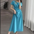 thumbnail image 2 of NSLGXD Plus Size Wrap Dresses for Women Dressy Casual Short Sleeve Party Maxi Dress Asymmetrical Elegant A Line Dress Blue Dress,Size M-3XL, 2 of 5