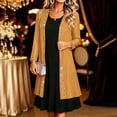 thumbnail image 6 of HongQid Women's Sheer Chiffon Cardigan, 3/4 Sleeve Open Front Duster Rhinestone Trim Edge, Lightweight Layering Jacket Wedding Formal Elegant Evening Outfit Clothing Ladies Dressy Cover Up, 6 of 7