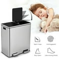 thumbnail image 5 of Gymax 16 Gallon Dual Step Trash Can Recycling Stainless Steel Double Bucket Pedal Bin, 5 of 10