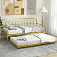 thumbnail image 2 of Yardi Yard Twin Size Golden Metal Daybed with Trundle and Lockable Wheels-Twin Size,, 2 of 11