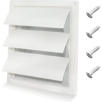 6'' Louvered Dryer Vent Cover 8" x 8" Outside Dimensions for Exterior Wall Vent Hood Outlet Airflow with 4 Screw for Easy Installation (White)