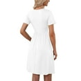 thumbnail image 6 of Sngxgn Womens Spring Summer Deep V Neck Elegant Bow tie Mini Dress(White,M), 6 of 8