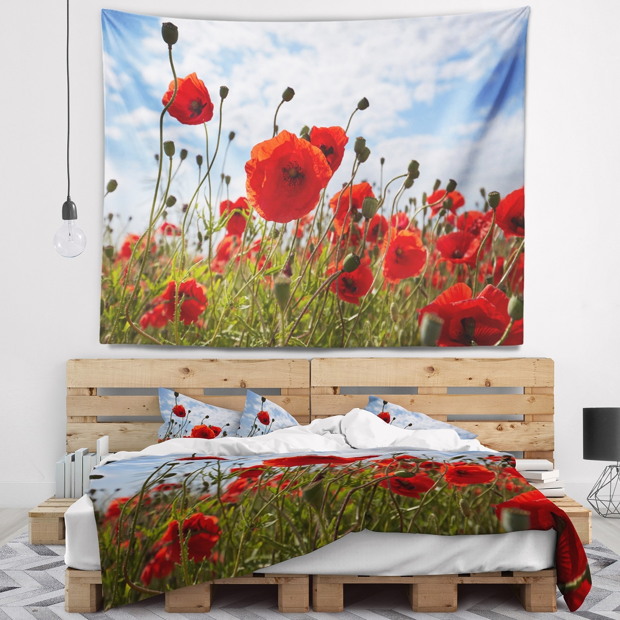 DESIGN ART Designart 'Bright Red Poppy Flowers Photo' Flower Wall