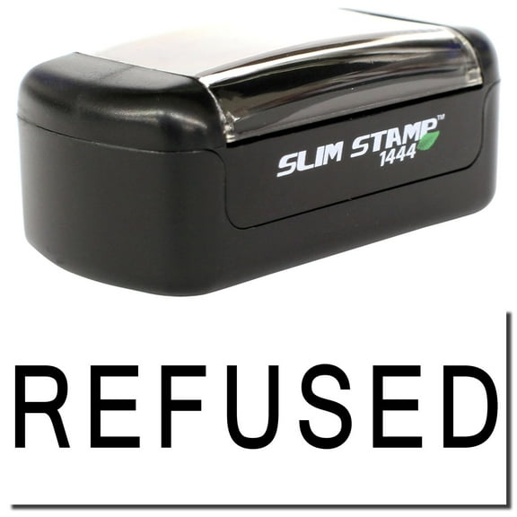 Slim Pre-Inked Refused Stamp, Slim 1444, Ultra Slim Design, Impression Size 1/2" by 1-3/4", Up to 25,000 Impressions - Black Ink