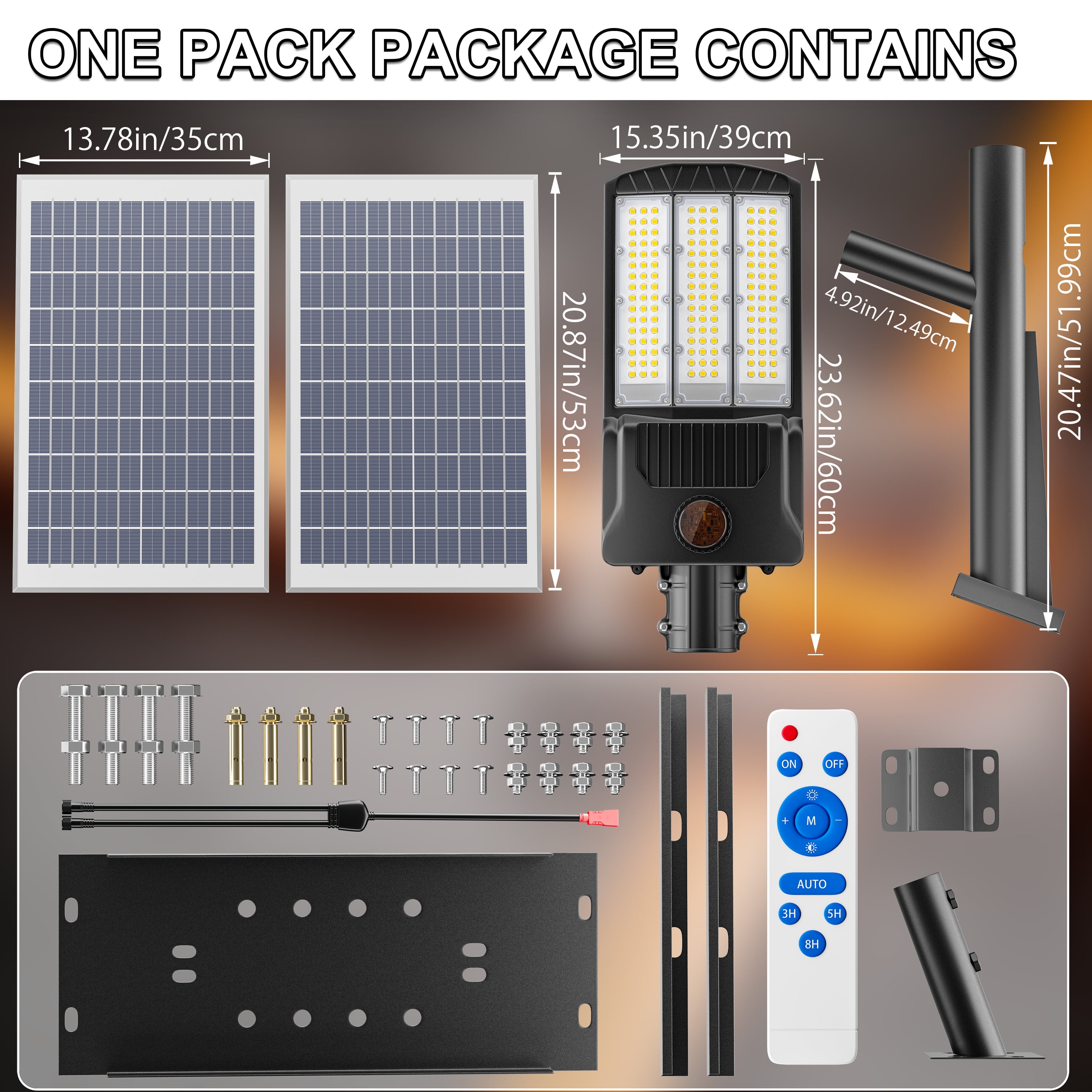 Gefolly 15000W Solar Street Lights, 1950000 LM, Dusk to Dawn, IP67 Waterproof for Outdoor Courtyard, Patio, Road