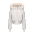 thumbnail image 2 of Royisotas Puffer Jackets for Women,Coats for Women,Hooded Zip up Long Sleeve Cropped Coats Outdoor,White,Nylon,M, 2 of 9