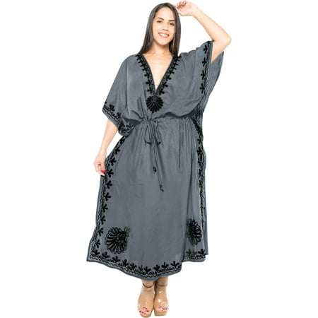 

HAPPY BAY Women s Oversize Caftan Long Muumuu Nightgown 2X-3X Ash-AC470