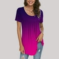 thumbnail image 2 of Pompotops Femmes Mode Imprimé Casual Col Rond Manches Courtes T-Shirt Blouse Tops, 2 of 7