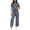 Navy, variant on Womens 2 Piece Outfits Sweatsuit Short Sleeve Tops and Drawstring Waist Cropped Wide Leg Pants Lounge Workout Sets