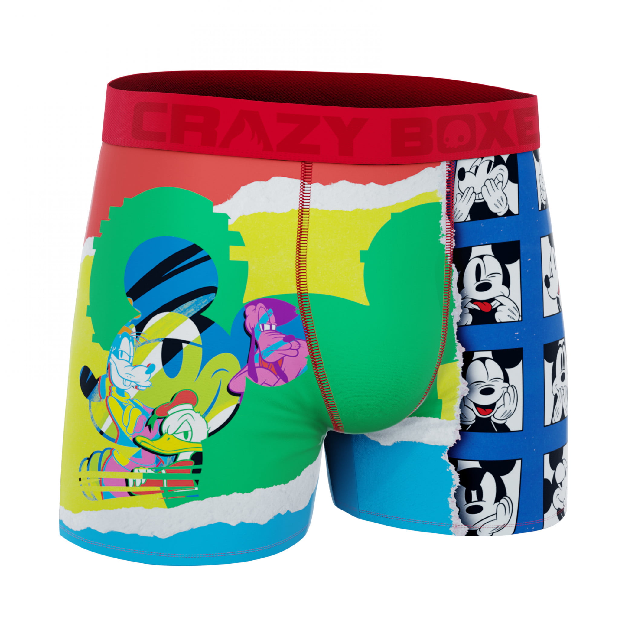Crazy Boxer Disney Mickey Mouse Paint and Grid Boxer Briefs-Large (36-38) 