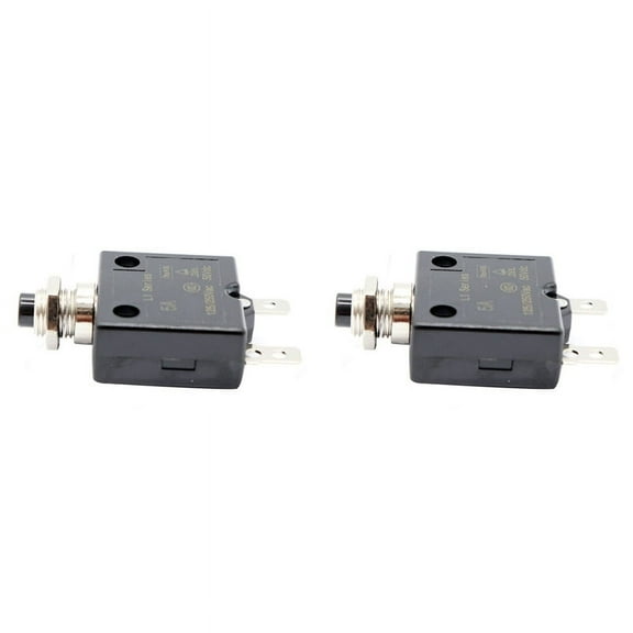 2X 5A Circuit Breaker 12V/24V Push Button Resettable Thermal Circuit Breaker Panel Mount with Waterproof Cap