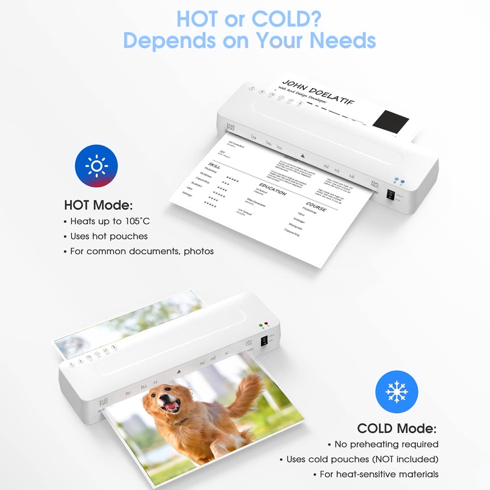 Crenova 13-Inch 3-in-1 Laminator Machine with Laminating Sheets, Trimmer & Corner Rounder, White, for Home Office, Holiday Gift