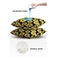 thumbnail image 4 of Pack of 2 Outdoor Pillow Covers, Farm Vintage Floral Abstract Sunflowers Black Waterproof Square Throw Pillowcase Cushion Decorative Pillow Covers for Couch Patio Tent, 16x16 in, 4 of 6
