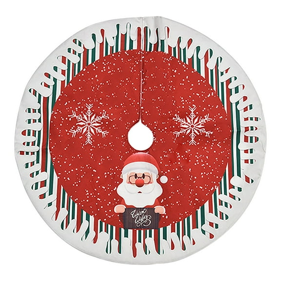 Loyerfyivos Christmas Tree Skirt 31.5 Inches - Large Merry Christmas Tree Rug Skirts, Red Funny Soft Trimmed Tree Collar Mat with Christmas Elements Design for Winter Xmas Party Decorations