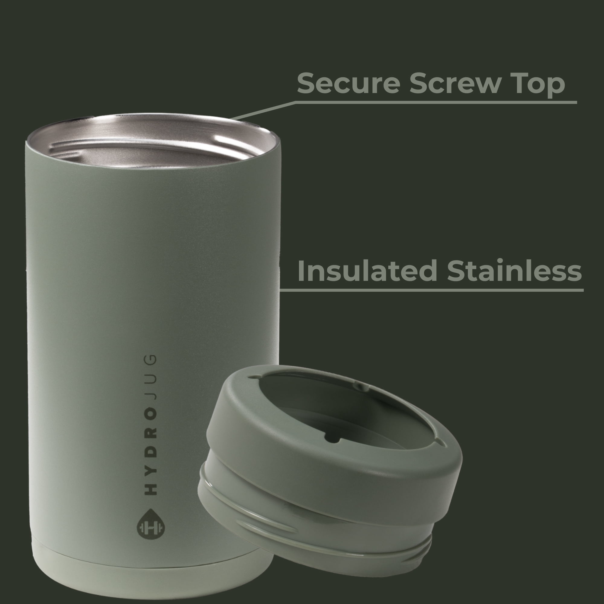 HydroJug Can Cooler - Standard 2-in-1 Insulated Can Cooler Cup 16oz - Stainless Steel, Non-Slip Rubber Base, Screw-Top Lid - Courtyard